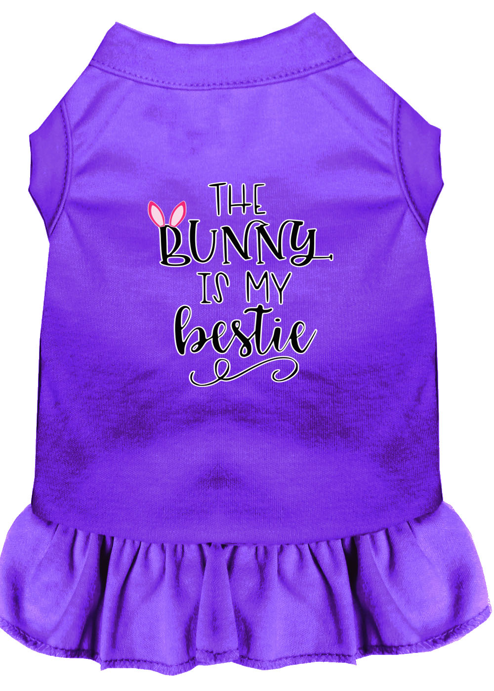 Bunny is my Bestie Screen Print Dog Dress Purple Lg